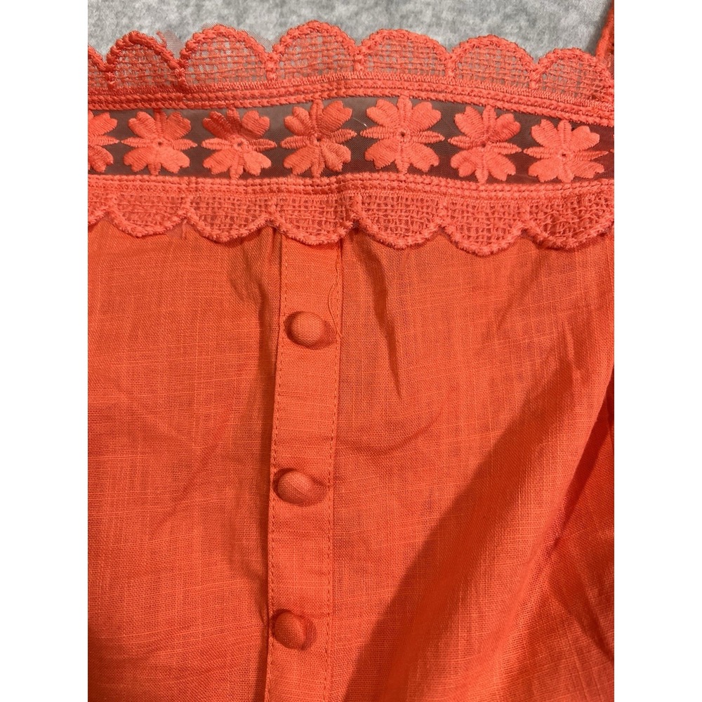 NWT Milk & Honey Coral Orange Lace Trim Peplum Tank Top Women's XL Boutique - Picture 4 of 11